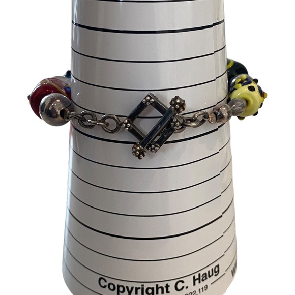 Silpada Sterling silver 925 chain bracelet charms art glass lampwork toggle - Picture 12 of 12